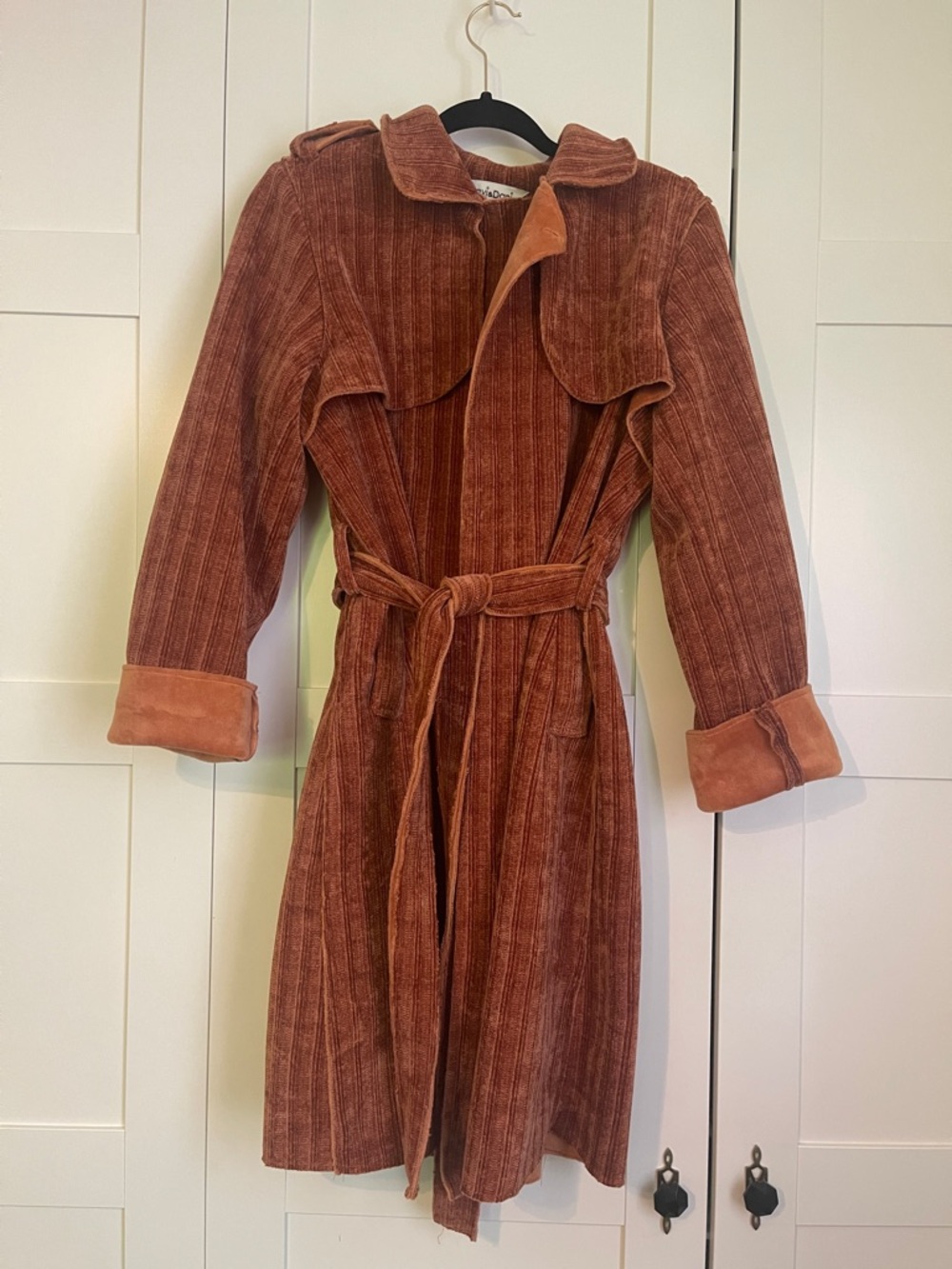 DAVI & DANI Rust Brown Corduroy Trench Coat